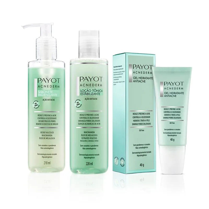 kit limpeza tonificação e gel hidratante acnederm